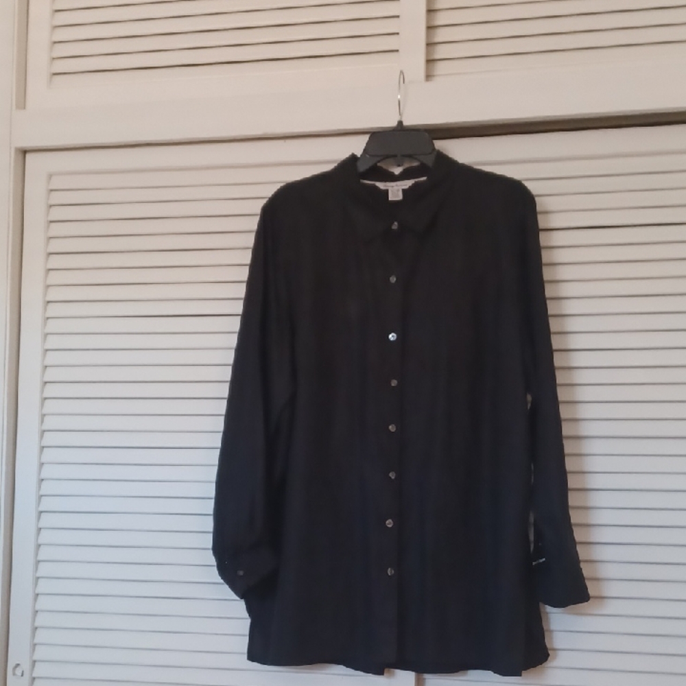 Tommy Bahama Black Button-Front Shirt LINEN XL
